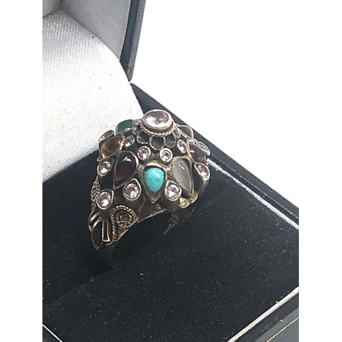 60 - Vintage 14k gold Harem ring with multi colour gems weight 5.1g