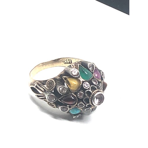 60 - Vintage 14k gold Harem ring with multi colour gems weight 5.1g
