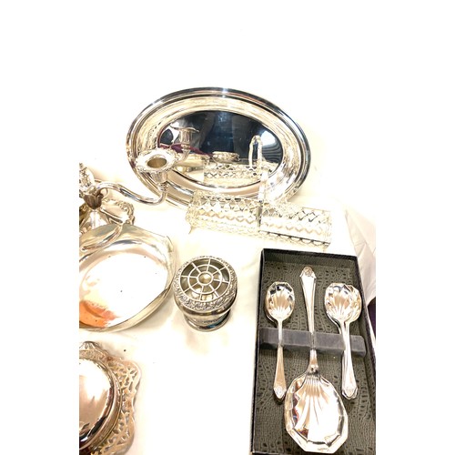 258 - Large selection of silver plated items includes trays, cutlery etc