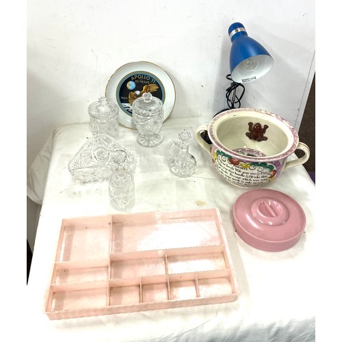 210 - Large selection of miscellaneous includes Novelty potty, lamp etc