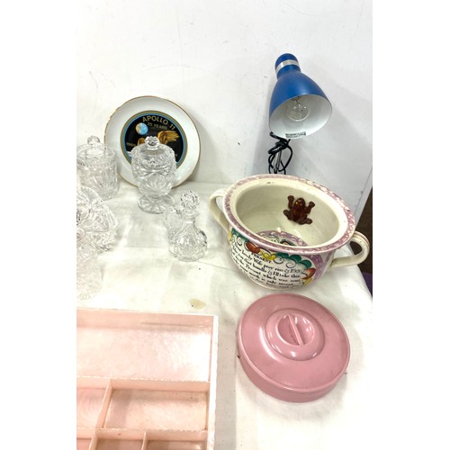 210 - Large selection of miscellaneous includes Novelty potty, lamp etc