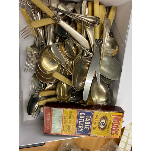 258 - Large selection of silver plated items includes trays, cutlery etc