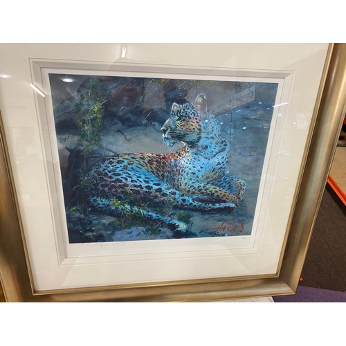 268 - Large framed Rolf Harris Leopard print with COA measures approx 32 inches by 34 inches