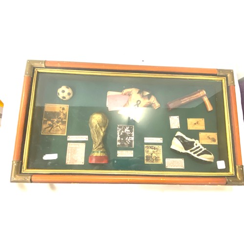 163 - Cased Football scene diorama, measures approx 21 inches by 12 inches