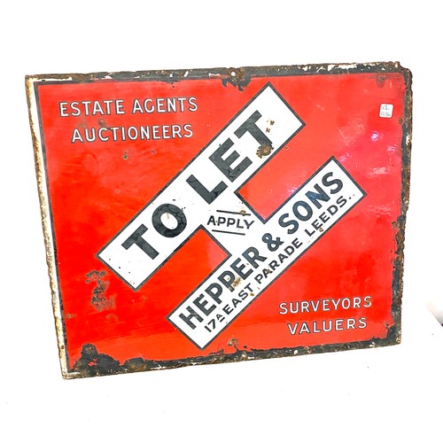 1 - Vintage metal estate agent sign measures approx 22 inches by 18 inches