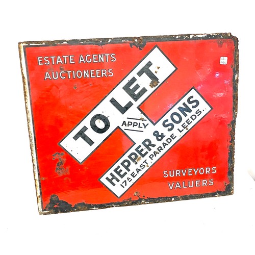 1 - Vintage metal estate agent sign measures approx 22 inches by 18 inches