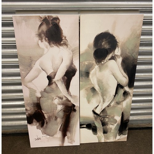 184 - 2 large lady canvases, each measures approx 39 inches tall 16 inches wide