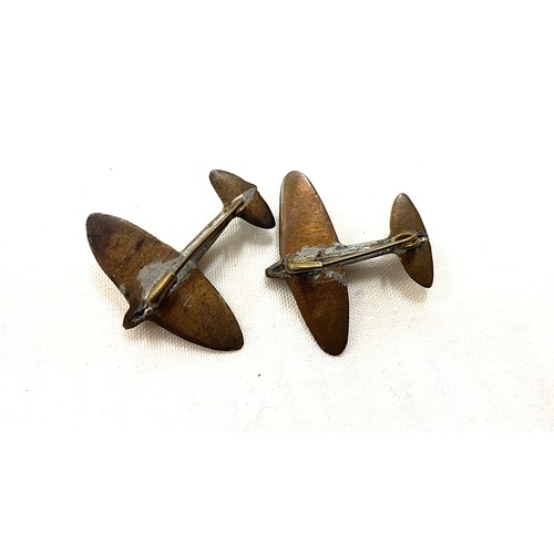 482 - 2, WW2 Spitfire trench  art sweetheart brooches