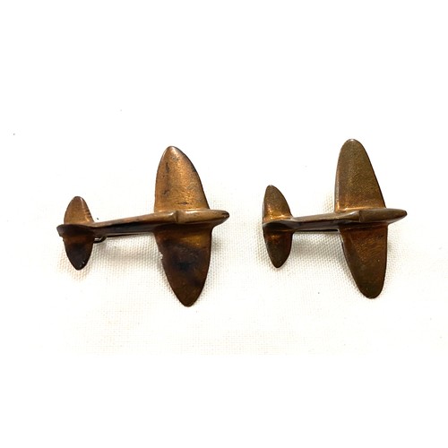 482 - 2, WW2 Spitfire trench  art sweetheart brooches