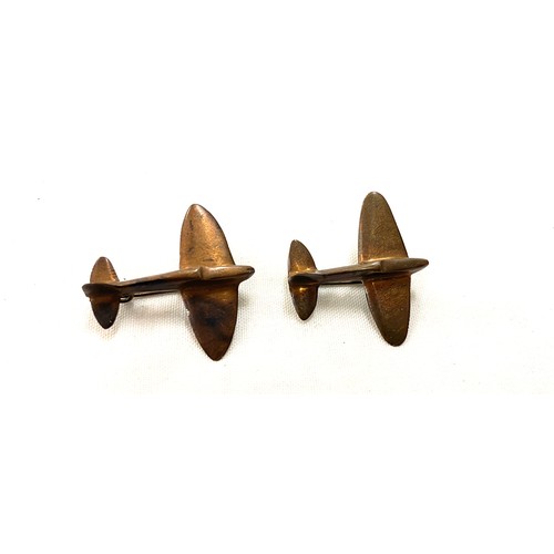 482 - 2, WW2 Spitfire trench  art sweetheart brooches