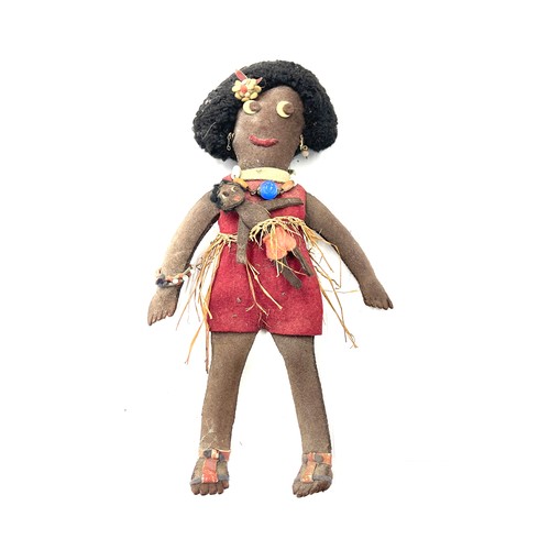 538 - Vintage African tribal  felt doll, approximate height