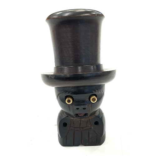 535 - Japanese Kobe toy dice shaker, Hat unscrews and contains dice, protruding eyes