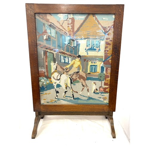 206 - Tapestry fire screen measures approx 30.5 inches tall 20.5 inches wide