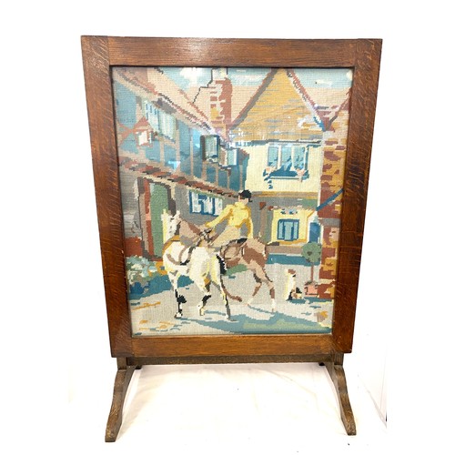 206 - Tapestry fire screen measures approx 30.5 inches tall 20.5 inches wide