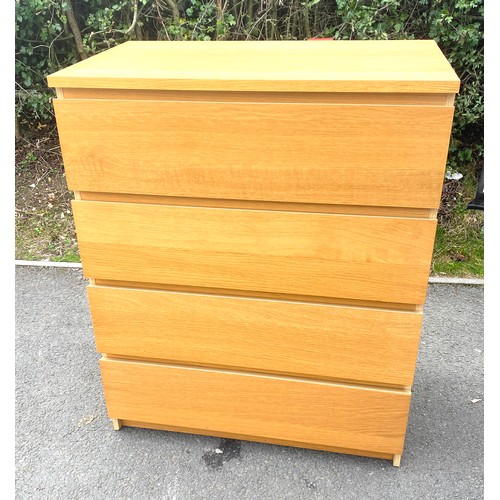 570 - 4 Drawer beech coloured Ikea chest, approximate measurements: Height 39.5 inches, Width 31.5 inches,... 