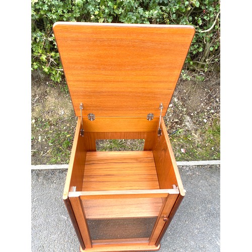 595 - G Plan Teak and glass record cabinet, approximate measurements: Height 29 inches, Width 19 inches, D... 