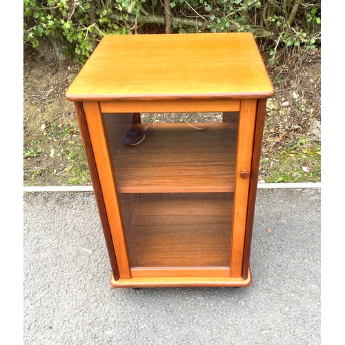 595 - G Plan Teak and glass record cabinet, approximate measurements: Height 29 inches, Width 19 inches, D... 