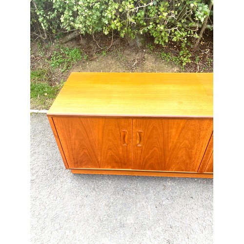 598A - 4 Door teak low sideboard, approximate measurements: Height 21.5 inches, Depth 19 inches, Width 64 i... 