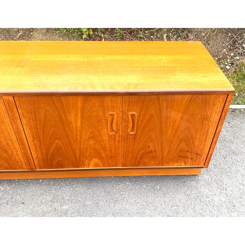 598A - 4 Door teak low sideboard, approximate measurements: Height 21.5 inches, Depth 19 inches, Width 64 i... 