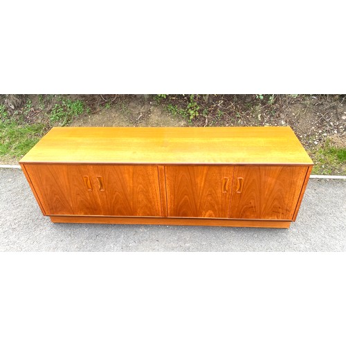 598A - 4 Door teak low sideboard, approximate measurements: Height 21.5 inches, Depth 19 inches, Width 64 i... 