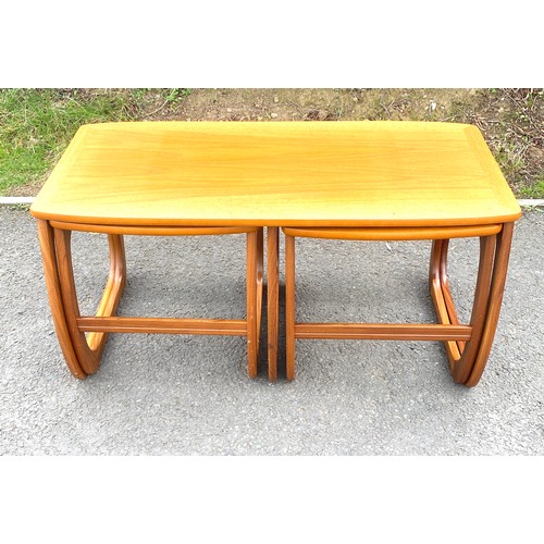 596 - Teak nest of 3 tables, approximate measurements of largest table is Height 20 inches, Width 40 inche... 