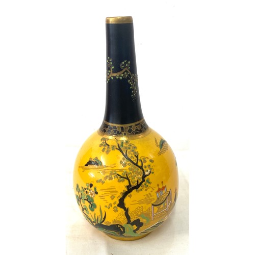 526 - Art Deco Carlton Ware 2928 C1920S Yellow Temple Rose vase, height approx 7 inches