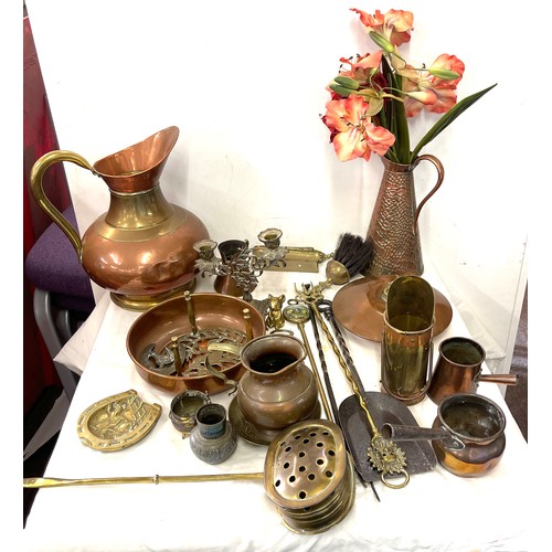 202 - Selection of vintage and later brass and copper ware