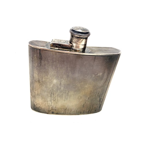 530 - Vintage silver engine turned hip flask, Birmingham silver hallmarks, maker marks A.W weight 138g