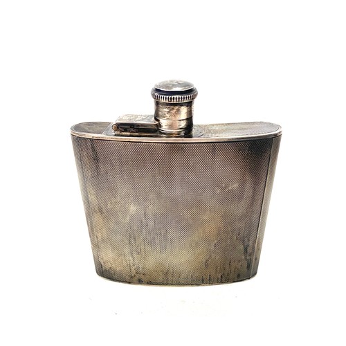 530 - Vintage silver engine turned hip flask, Birmingham silver hallmarks, maker marks A.W weight 138g