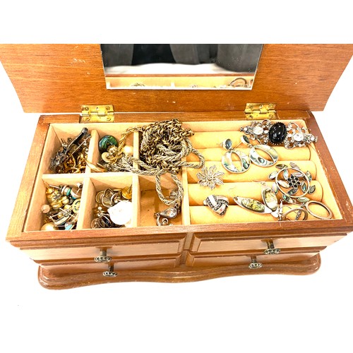 520 - Jewellery box and a selection of assorted costume jewellery includes Mexican silver, marcasite etc