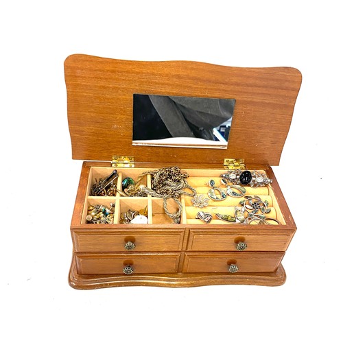 520 - Jewellery box and a selection of assorted costume jewellery includes Mexican silver, marcasite etc