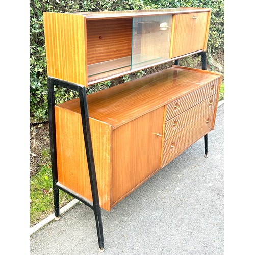 576 - Nathan vintage sliding drawer, 3 drawer sideboard, with drop down and cupboard, approximate measurem... 