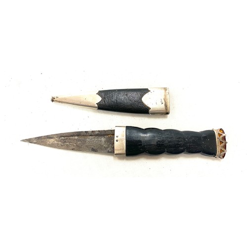 547 - Vintage Scottish Sterling Silver Mounted Sgian Dubh Dirk, Citrine Stone, Glasgow 1949, by Robert All... 