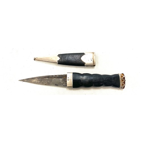 547 - Vintage Scottish Sterling Silver Mounted Sgian Dubh Dirk, Citrine Stone, Glasgow 1949, by Robert All... 