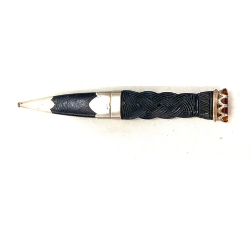 547 - Vintage Scottish Sterling Silver Mounted Sgian Dubh Dirk, Citrine Stone, Glasgow 1949, by Robert All... 