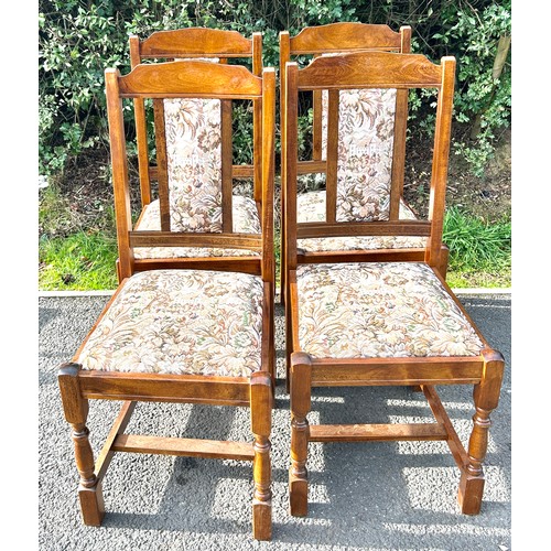 579 - Set of 4 oak dining chairs upholstered seats