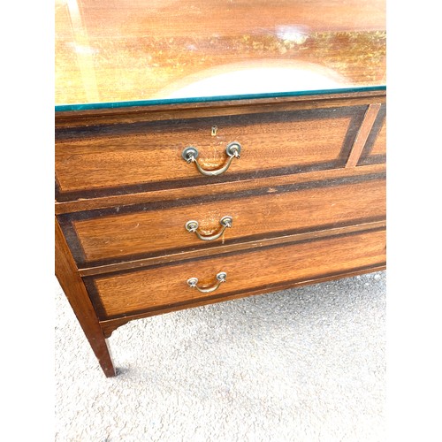 584 - 2 over and 2 mahogany mirror back dressing table, approximate measurements: Height 60 inches, Width ... 