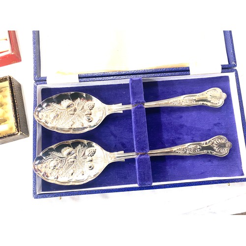 327 - Selection of assorted silver plated cutlery sets, together with a Wedgwood and Royal Crown Derby col... 