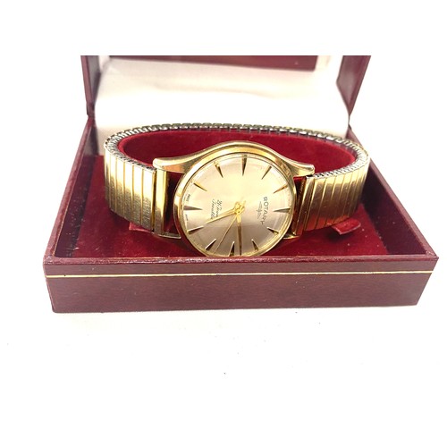 487 - Gents 9ct gold Rotary 21 jewel presentation wristwatch, working order, presentation inscription to b... 