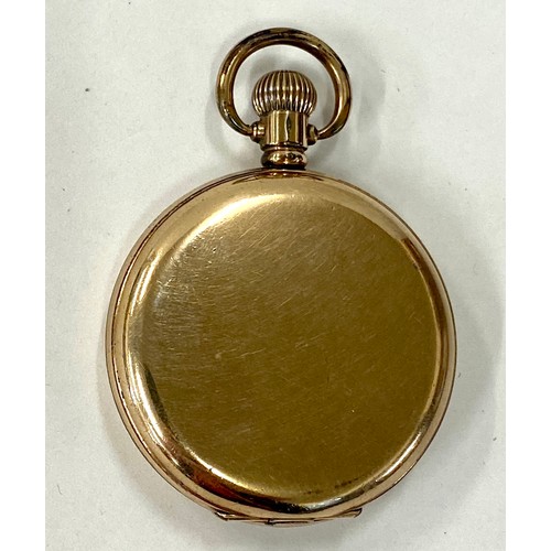 453 - Gold plated Dennison case, full hunter Waltham movement, this has been overwound therefore in need o... 