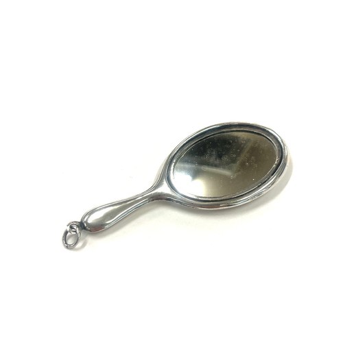 484 - Small antique miniature silver hand mirror, hallmarked Birmingham 1919