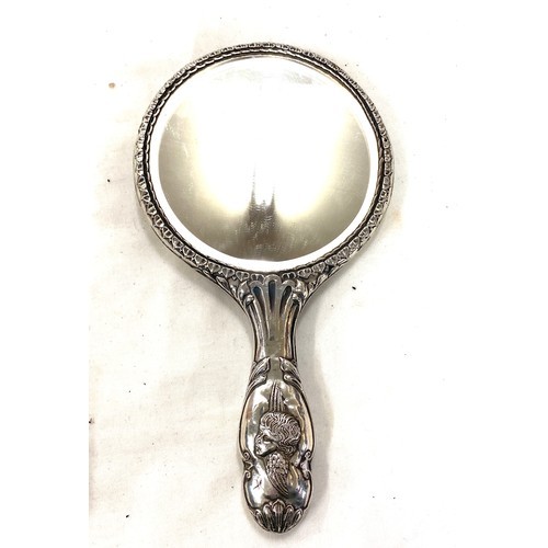 540 - Antique Reynolds Angels silver hand mirror, hallmarked Chester 1908