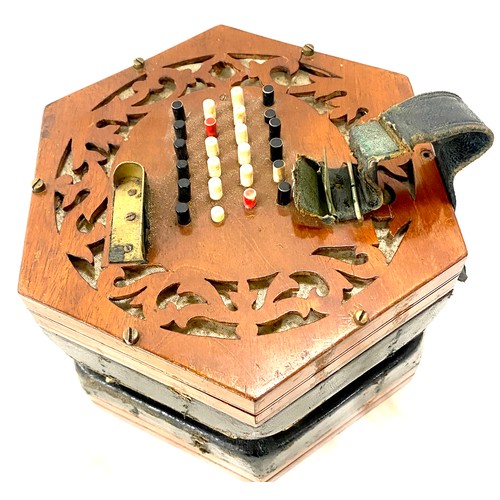 527 - Antique cased 48 button concertina