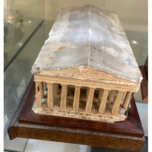 550 - Rare antique Georgian plaster model of the Parthenon mounted on a mahogany base, Grand tour size, ap... 