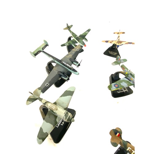 180 - Selection of metal aircraft models on stand includes defence of the reich focke - wulf, Curtis 940 e... 