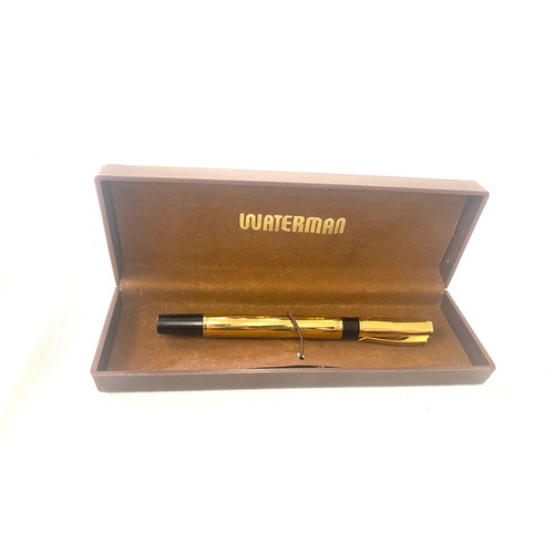 435 - Vintage Waterman Gold Torsade plaque rolled gold ball poin pen boxed