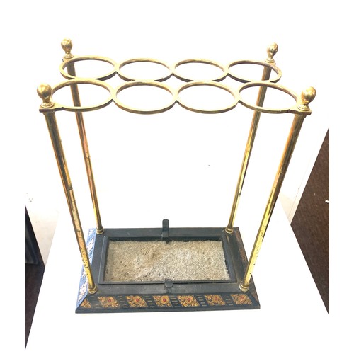 200 - Vintage brass and cast iron umbrella and stick stand