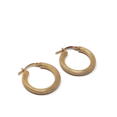 96 - 9ct gold hoop earrings weight 1.5g