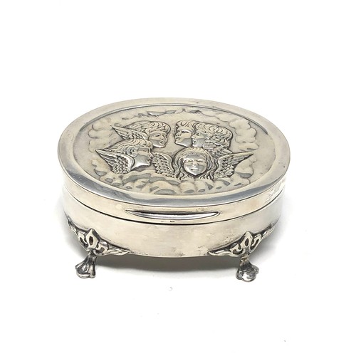 5 - Antique cherub silver lid jewellery box Birmingham silver hallmarks measures approx 9.5cm by 7cm hei... 