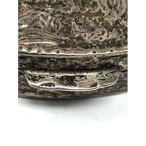 6 - Vintage scenic repousse Dutch silver trinket pill box measures approx 5.3cm by 4cm by 1.3cm